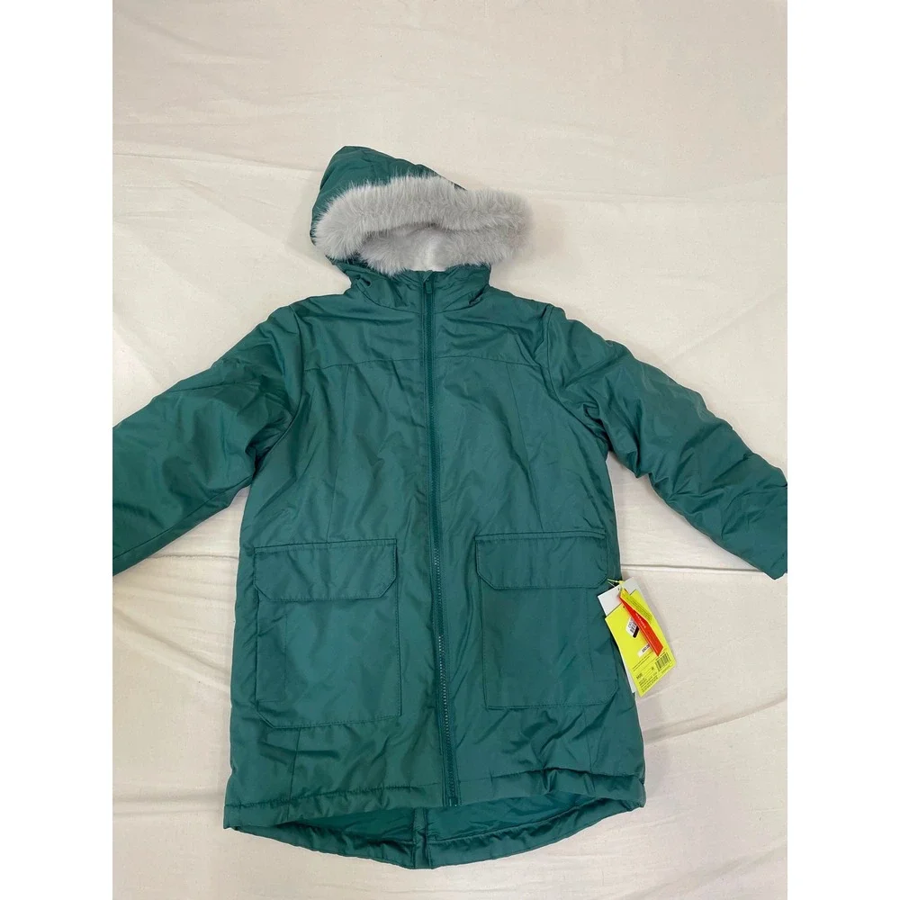 All in Motion Kids Green Insulated Parka Faux Fur Hood Jacket M 8 038 04 4151